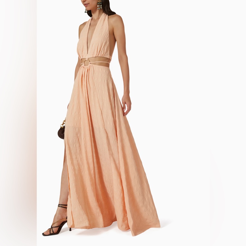Chic Halter Peach Maxi Dress